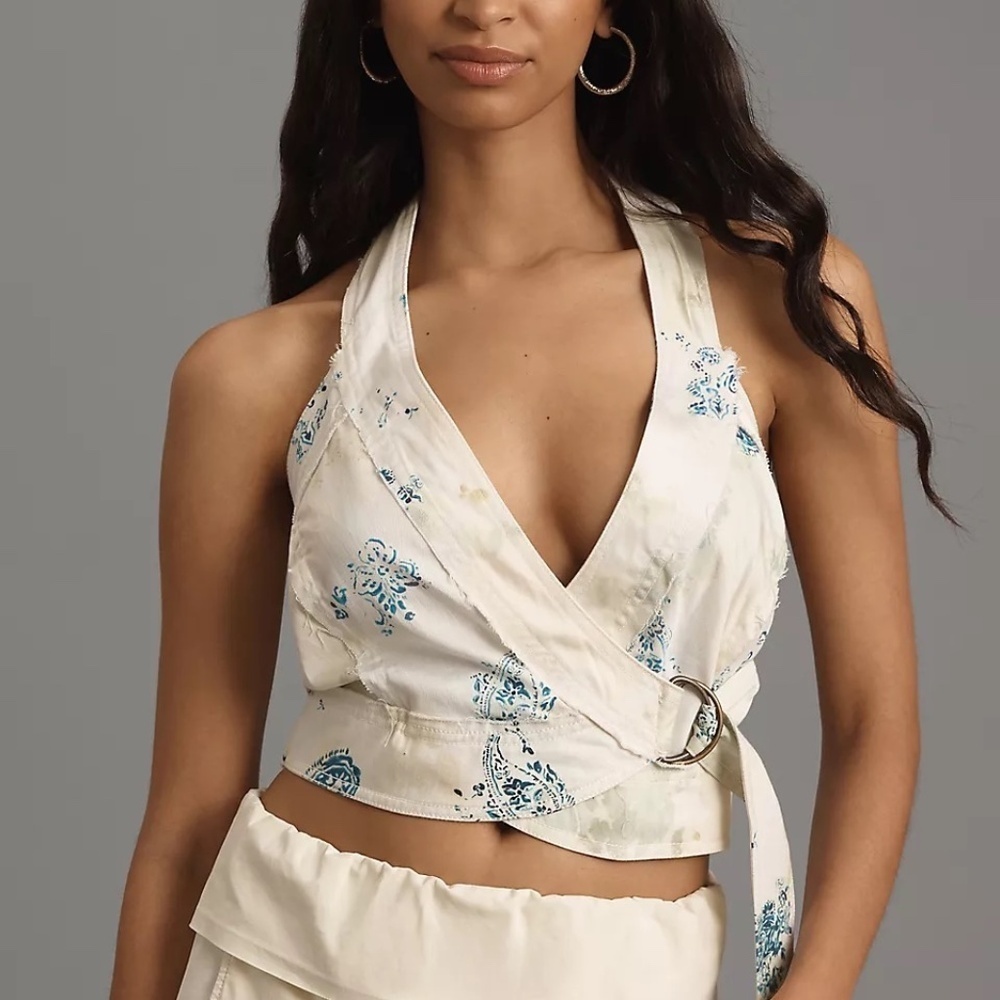 NWT Anthropologie Pilcro Halter Buckle Wrap Top Medium